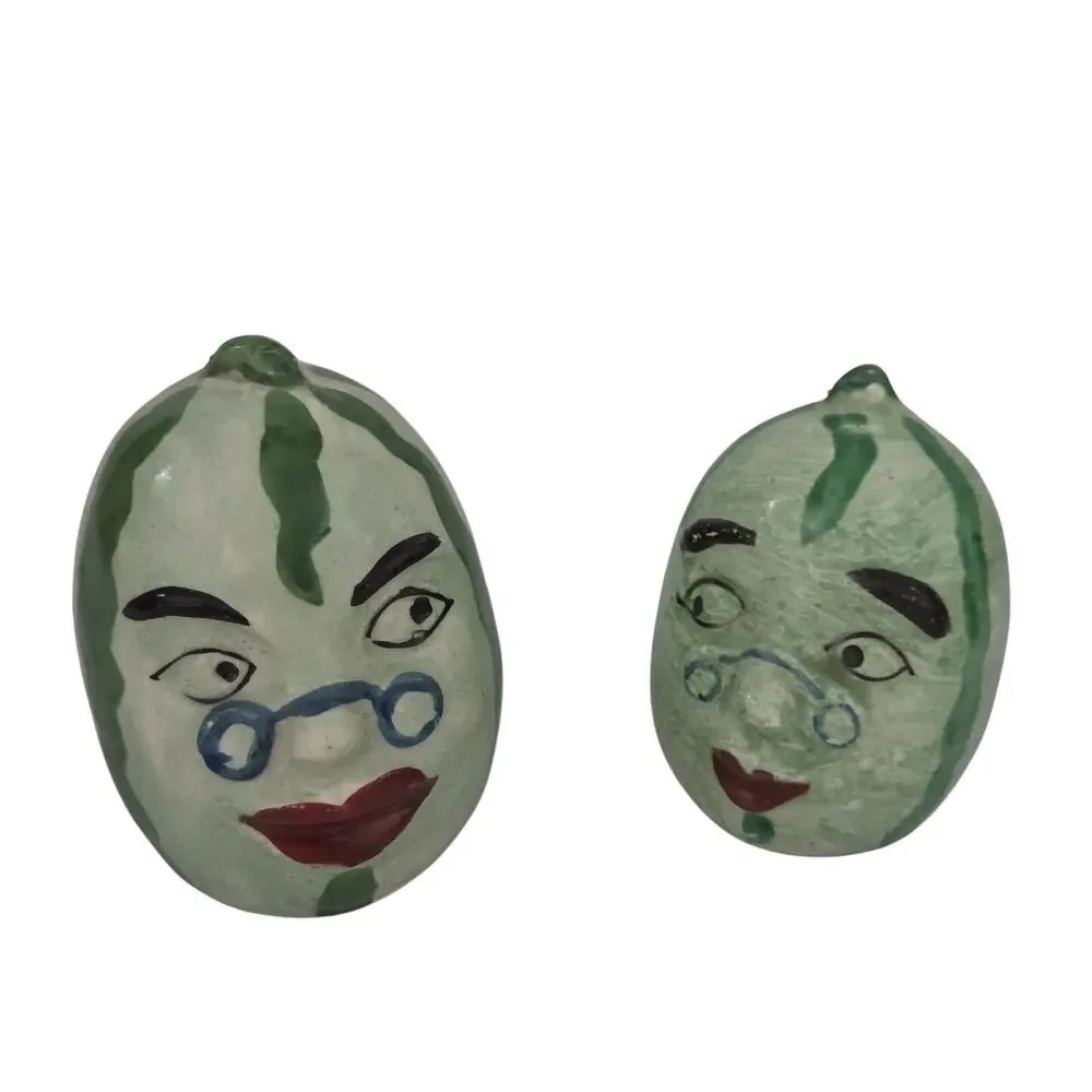 Vintage PY Miyao Japan Watermelon Salt Pepper Shakers Anthropomorphic MCM Kitsch